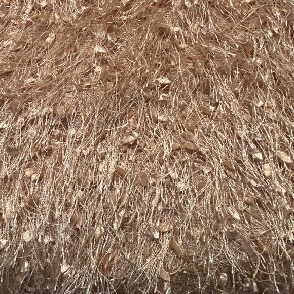 Solution top shimmery gold fluffy fringy feminine spaghetti strap lined Sz L - Picture 7 of 10